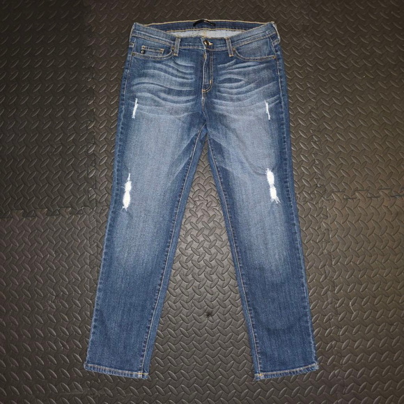 KanCan Denim - Women's KanCan Juniors 7 Blue Distressed Ankle Cropped Jeans